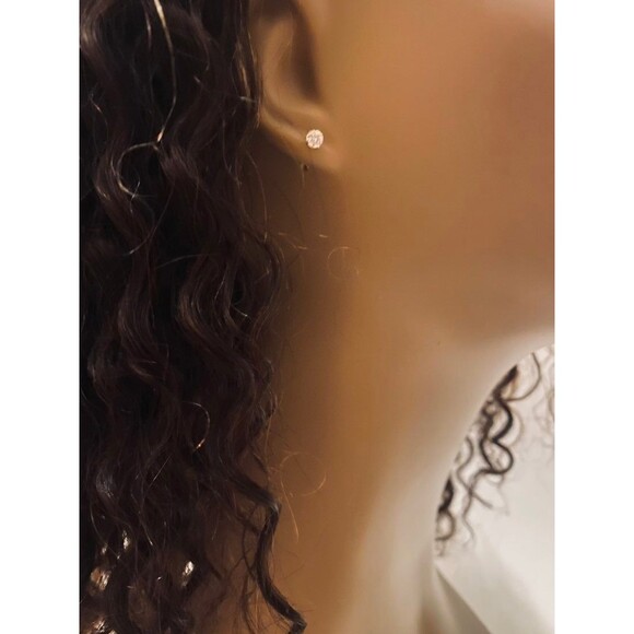 14k solid gold round stud earrings 4mm - Picture 3 of 6